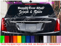 Custom Wedding HAPPILY EVER AFTER Couple Just Married  Personalized Limo Decal Limousine window sticker